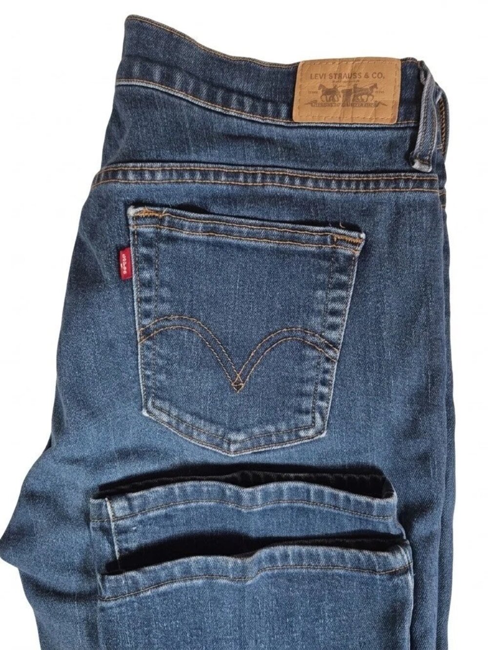 Levi's Women's Size 8 Jeans 505 Straight Leg Medium Blue Denim Long